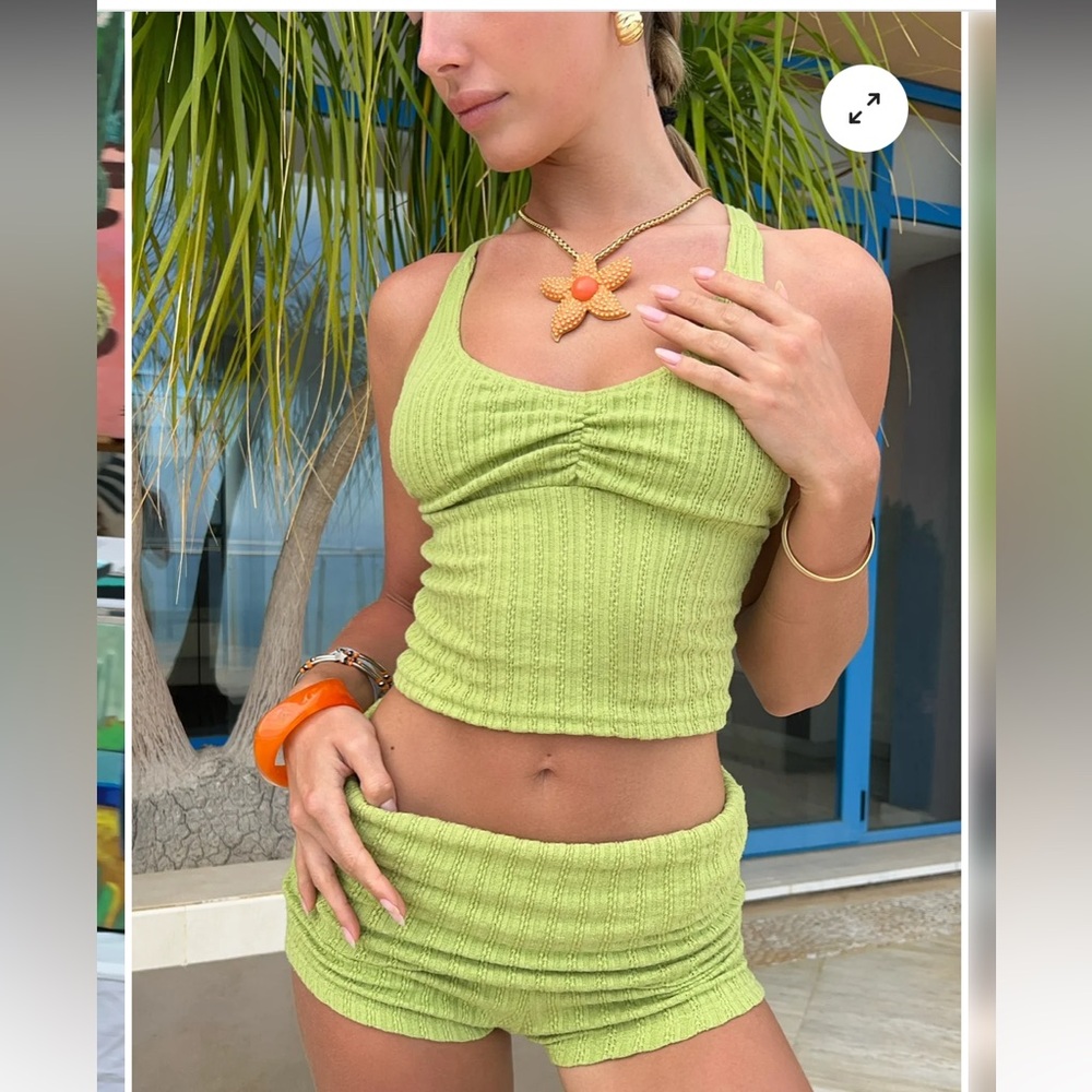 Green Ribbed Tank Top